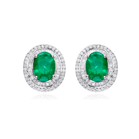 Pendientes Oro 18k, esmeraldas y diamantes 1.25cts "Thalin"