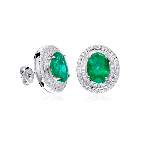 Pendientes Oro 18k, esmeraldas y diamantes 1.25cts "Thalin"