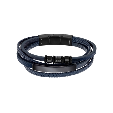 Pulsera Lotus Style Acero y cuero azul LS2407-2/1