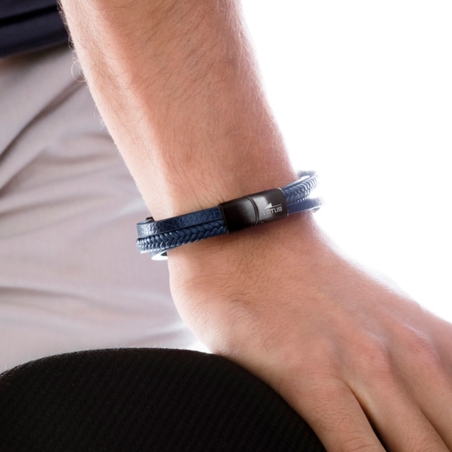 Pulsera Lotus Style Acero y cuero azul LS2407-2/1