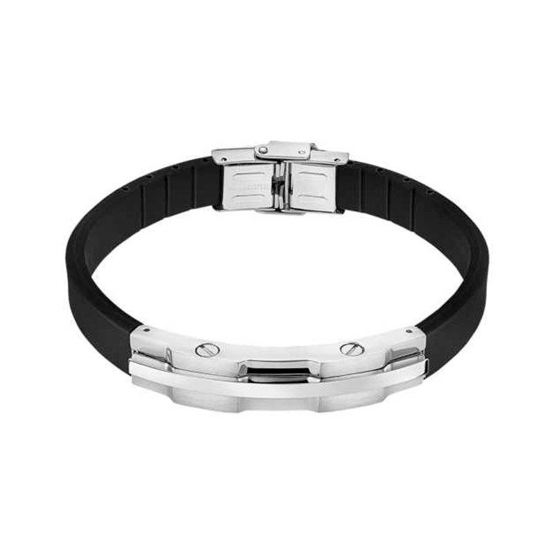 Pulsera Lotus Style Acero y caucho negro LS2455-2/1