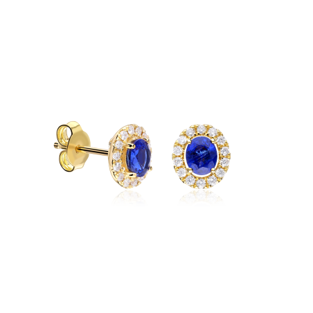 Pendientes Oro 18k, zafiro y diamantes 0.252cts "Dares"