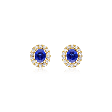 Pendientes Oro 18k, zafiro y diamantes 0.252cts "Dares"