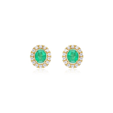 Pendientes Oro 18k, esmeralda y diamantes 0.252cts "Dares"