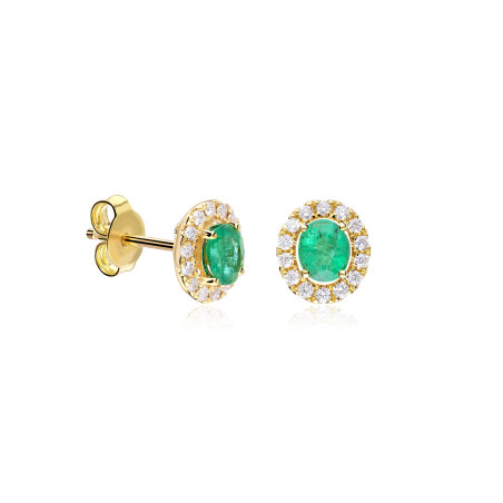 Pendientes Oro 18k, esmeralda y diamantes 0.252cts "Dares"