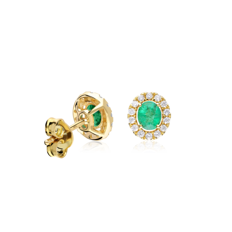 Pendientes Oro 18k, esmeralda y diamantes 0.252cts "Dares"