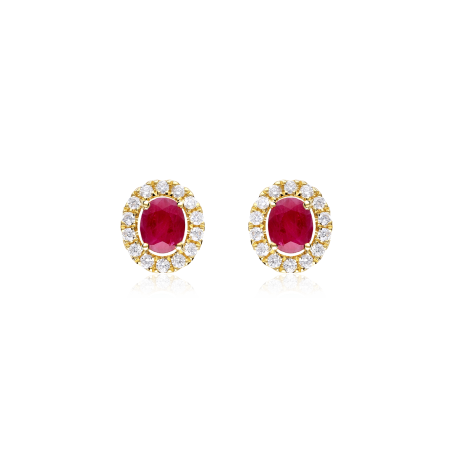 Pendientes Oro 18k, rubí y diamantes 0.252cts "Dares"