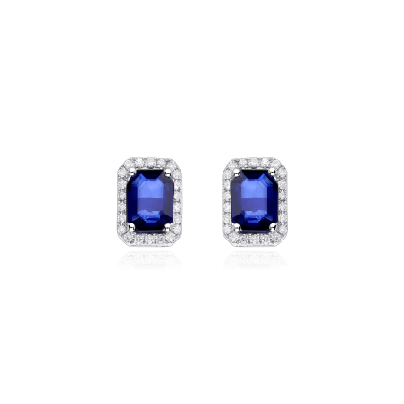 Pendientes Oro 18k zafiros y diamantes 0.23cts "Elsa"
