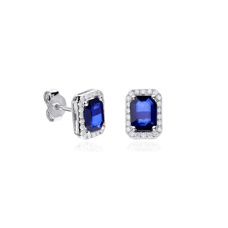Pendientes Oro 18k zafiros y diamantes 0.23cts "Elsa"