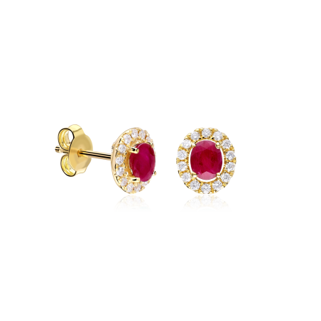 Pendientes Oro 18k, rubí y diamantes 0.252cts "Dares"