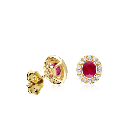 Pendientes Oro 18k, rubí y diamantes 0.252cts "Dares"