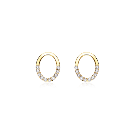 Pendientes Oro 18k y circonitas óvalo "Icons"