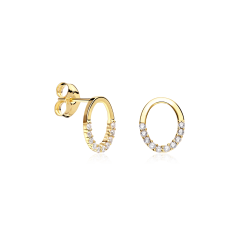 Pendientes Oro 18k y circonitas óvalo "Icons"