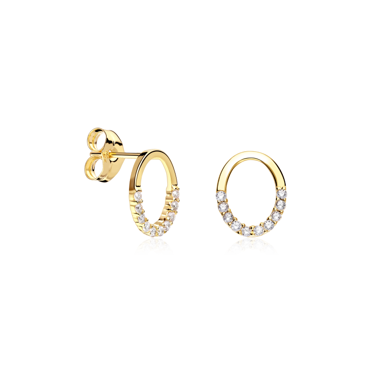 Pendientes Oro 18k y circonitas óvalo "Icons"