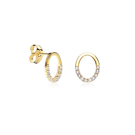 Pendientes Oro 18k y circonitas óvalo "Icons"