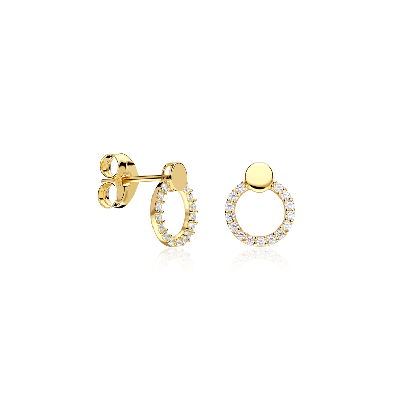 Pendientes Oro 18k y circonitas círculo "Icons"
