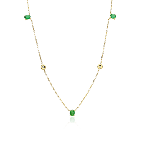 Gargantilla Oro 18k, esmeraldas y diamantes 0.02cts "Maros"