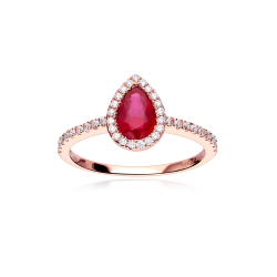 Anillo Oro 18k, rubí y diamantes 0.28cts "Mires"