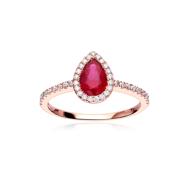 Anillo Oro 18k, rubí y diamantes 0.28cts "Mires"