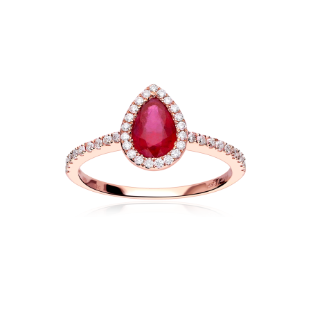 Anillo Oro 18k, rubí y diamantes 0.28cts "Mires"
