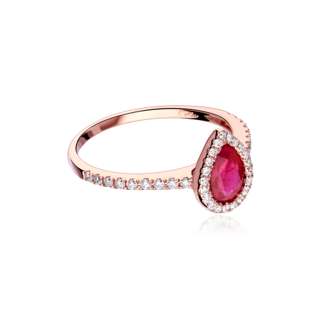 Anillo Oro 18k, rubí y diamantes 0.28cts "Mires"