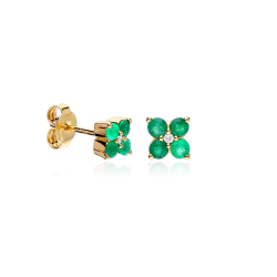 Pendientes Oro 18k, esmeraldas y diamantes 0.02cts "Spring"