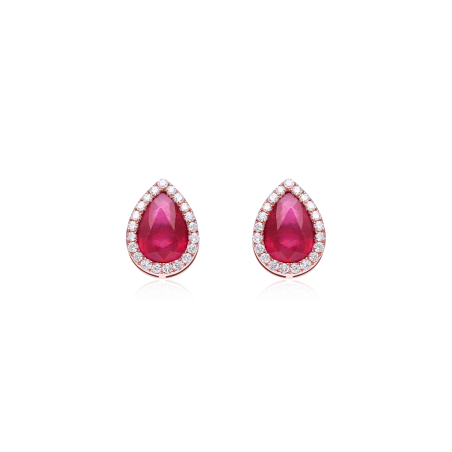 Pendientes Oro 18k, rubí y diamantes 0.22cts "Mires"