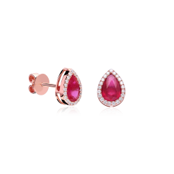 Pendientes Oro 18k, rubí y diamantes 0.22cts "Mires"