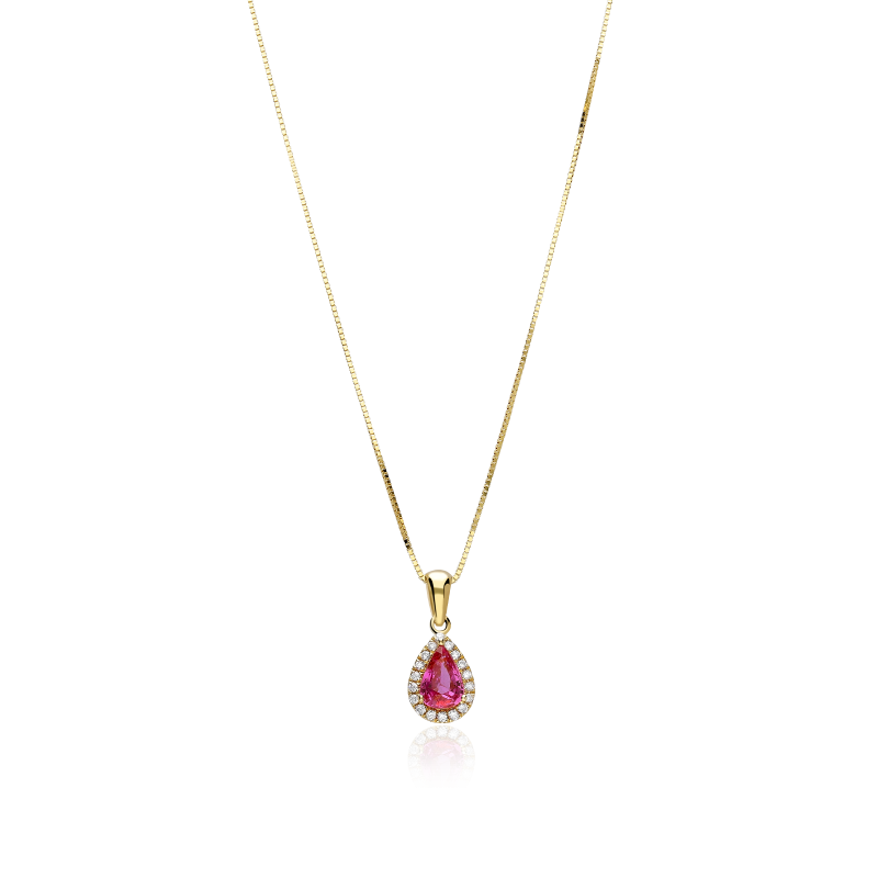 Gargantilla Oro 18k, rubí y diamantes 0.071cts "Tare"