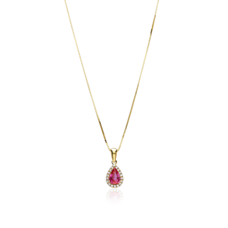 Gargantilla Oro 18k, rubí y diamantes 0.071cts "Tare"