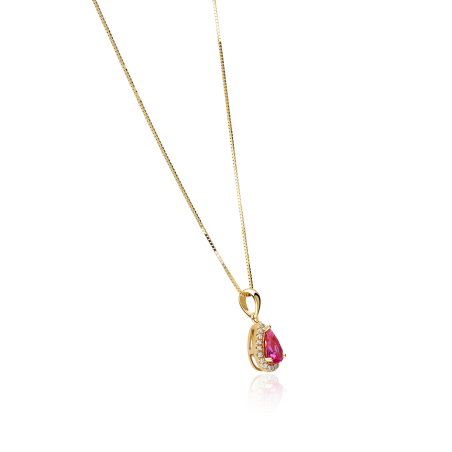 Gargantilla Oro 18k, rubí y diamantes 0.071cts "Tare"