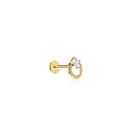 Pendiente piercing Oro 18k y circonitas "Galaxy"