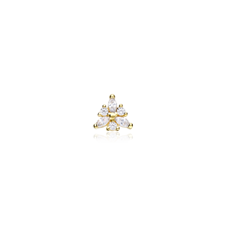 Pendiente piercing Oro 18k y circonitas "Piram"
