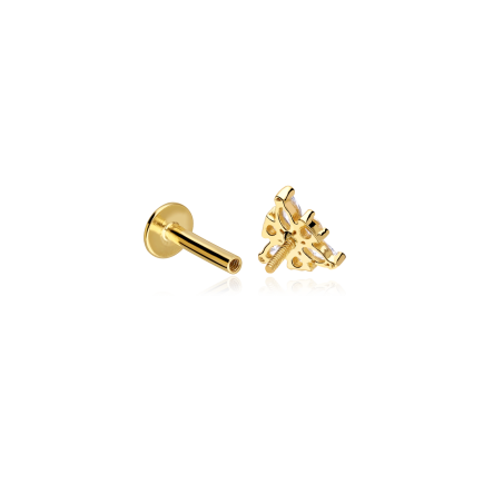 Pendiente piercing Oro 18k y circonitas "Piram"