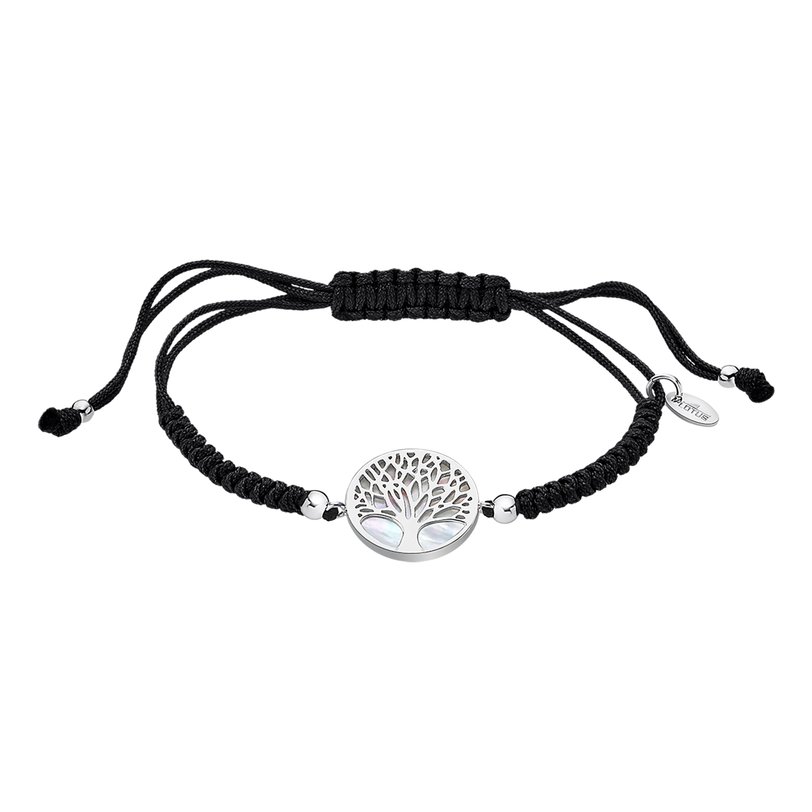 Bracciale D-Dice Cotone e lacca rosa pallido, metallo con finitura