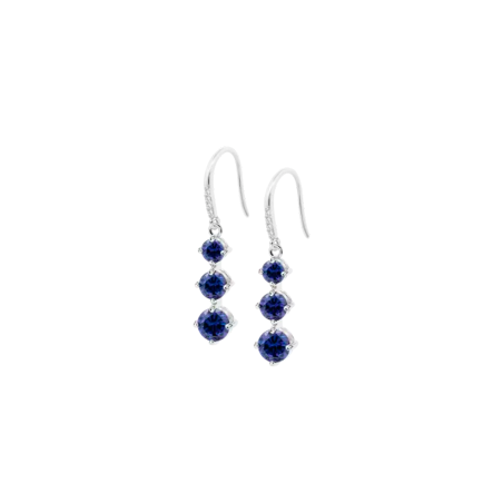Pendientes Lotus Silver Triple Circonita Azul LP3785-4/2