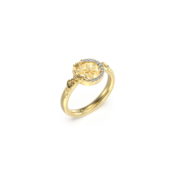 Anillo Guess Mujer 4Love Dorado y Circonitas JUBR05042JWYG