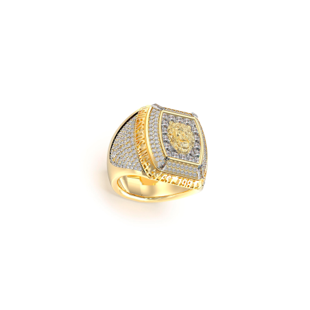 Anillo Guess Hombre Lion King Circonitas Dorado JUMR05002JWYG
