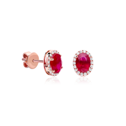 Pendientes Oro 18k, rubí y diamantes 0.23cts "Soikea"