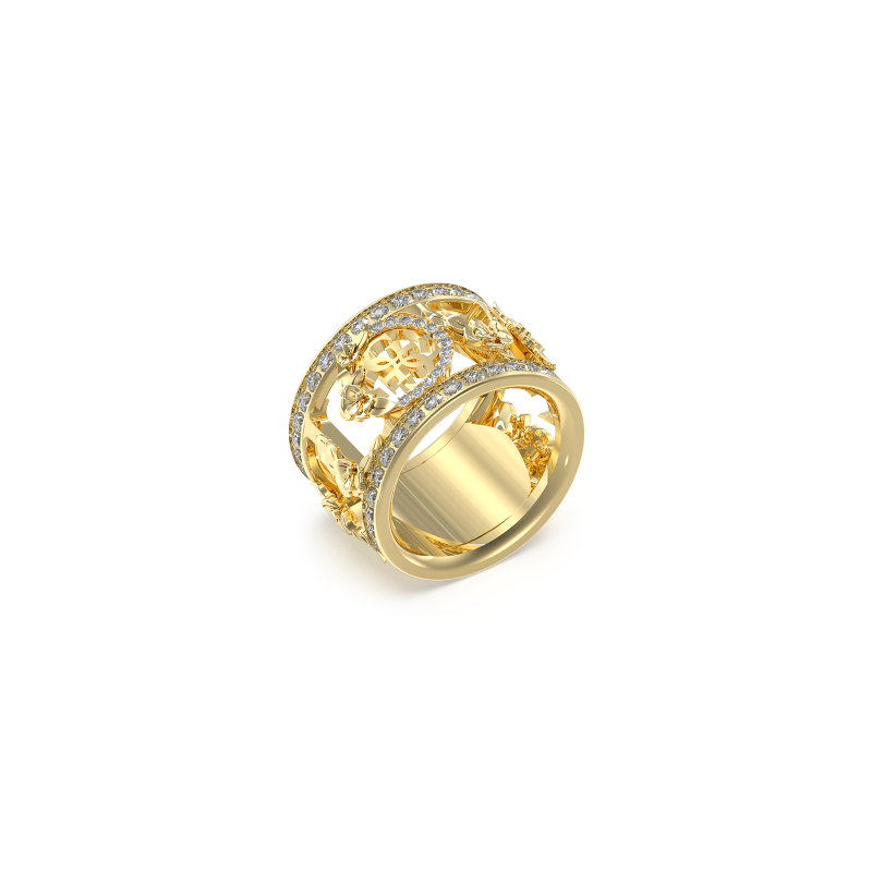 Anillo Guess Mujer Acero Dorado y Circonitas JUBR05037JWYG