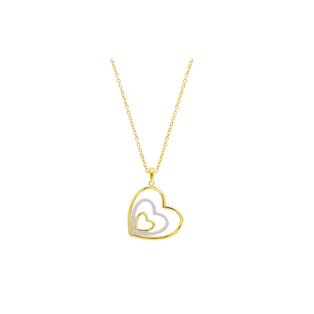 Collar Lotus Silver Mujer Triple Corazón Bicolor LP3848-1/2