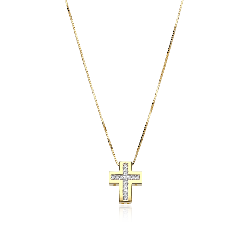 Gargantilla Cruz Oro 18k y Diamantes 0.06cts "Breisach"