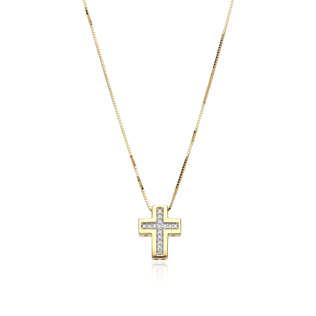 Gargantilla Cruz Oro 18k y Diamantes 0.06cts "Breisach"