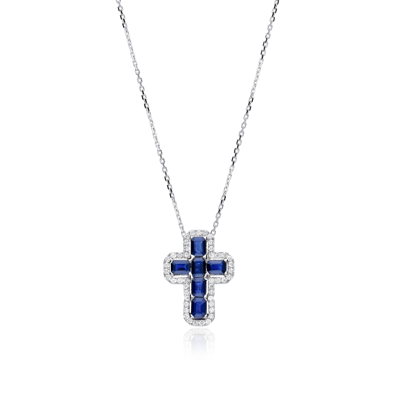 Gargantilla Oro 18k zafiros y diamantes 0.33cts "Lázaro"