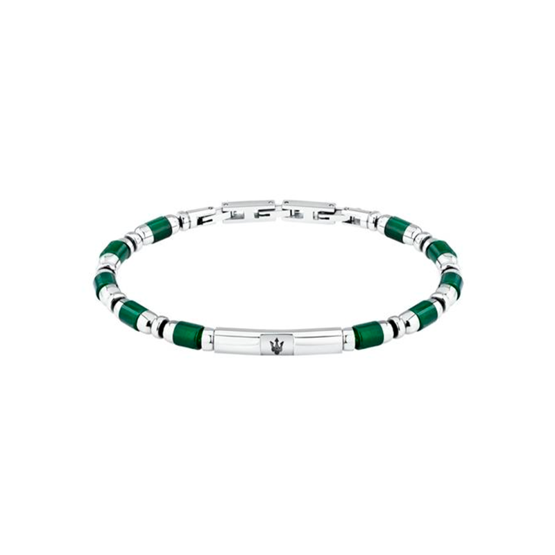 Pulsera Maserati Hombre Acero y Piedras Verdes JM334AVD48