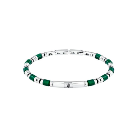 Pulsera Maserati Hombre Acero y Piedras Verdes JM334AVD48