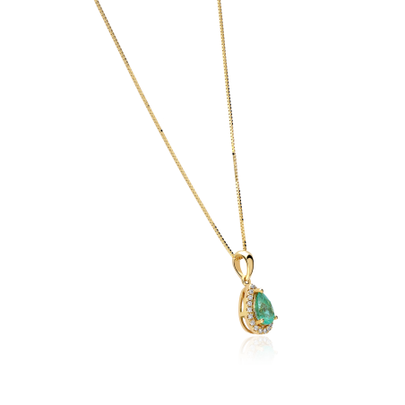 Gargantilla Oro 18k, esmeralda y diamantes 0.072cts "Tare"