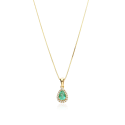 Gargantilla Oro 18k, esmeralda y diamantes 0.072cts "Tare"