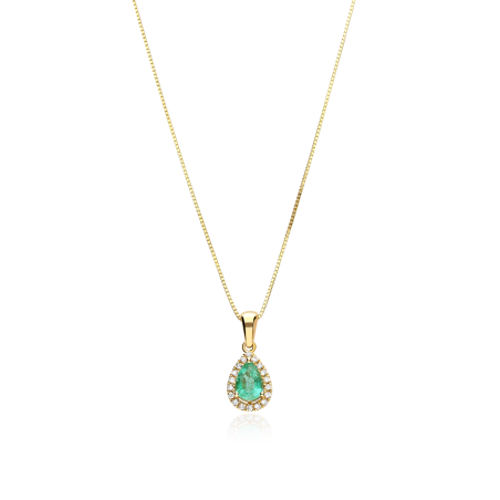 Gargantilla Oro 18k, esmeralda y diamantes 0.072cts "Tare"