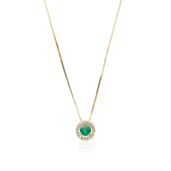 Gargantilla Oro 18k, esmeralda y diamantes 0.085cts "Elora"